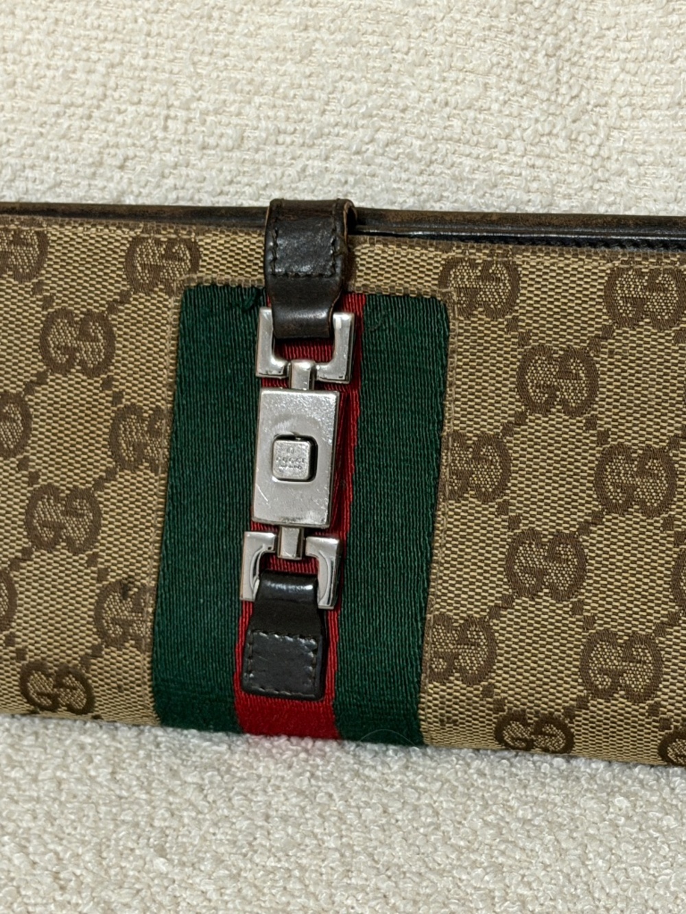 Gucci Canvas Web Logo Jackie Wallet with Sherry